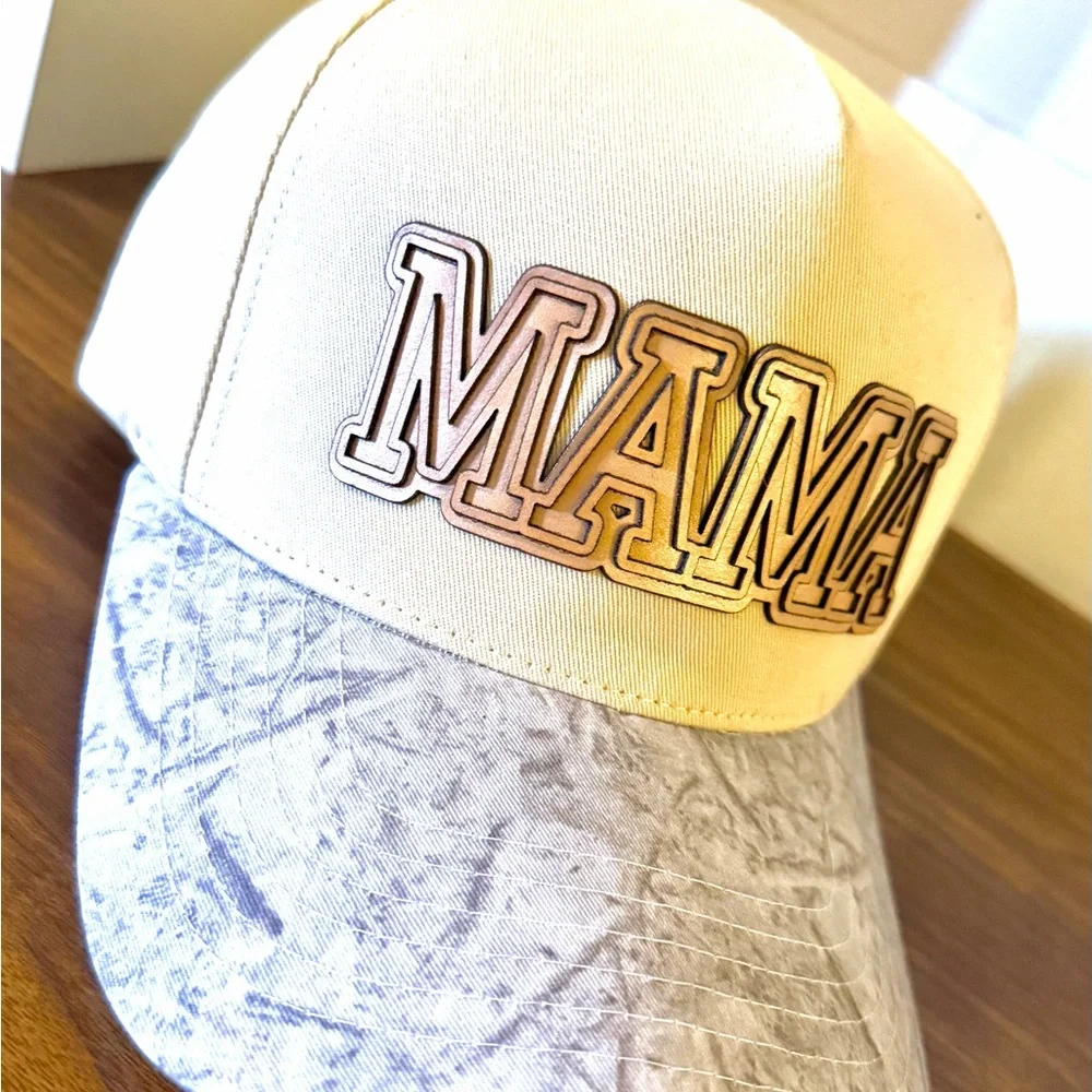 Cream and Gray 'MAMA' Cap CC boutique custom - Picture 1 of 5